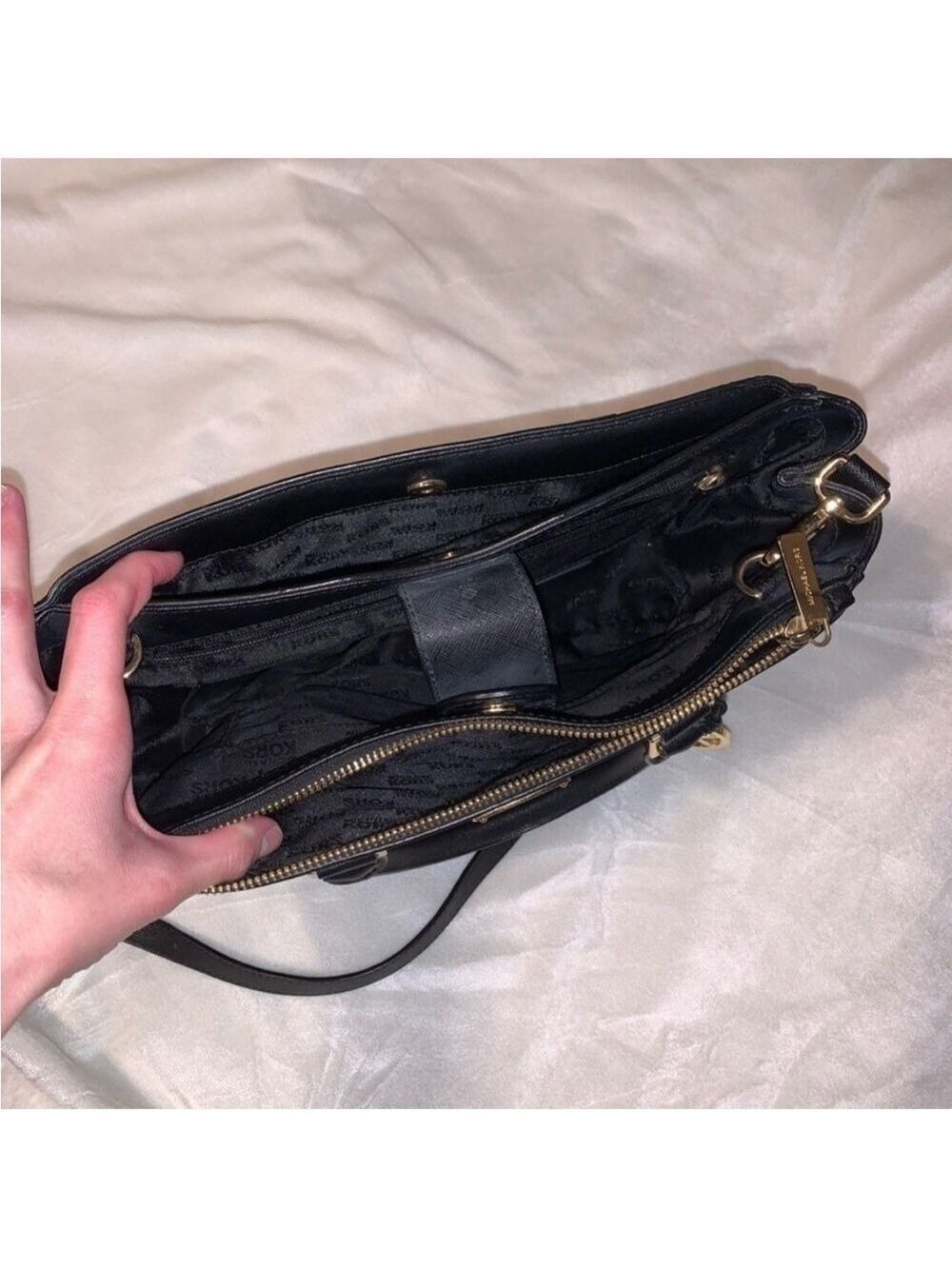 Michael Kors Black Satchel with Gold Accents and Adjustable Strap - Picture 7 of 10